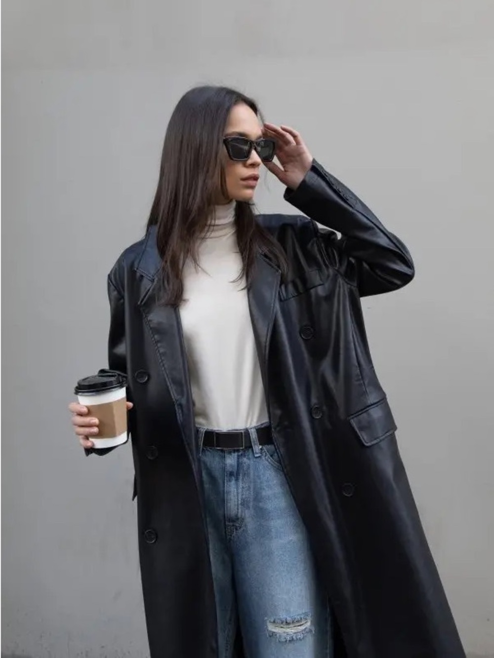 Oak and Fort Leather Coat